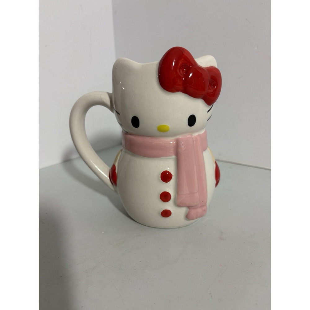 Hello Kitty Snowman Ceramic Mug 6" 3D‎ Sculpted Hand Painted Sanrio Christmas